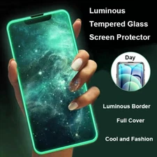 For iPhone 15 14 13 Pro Max 12 11 X 8 6 Luminous Tempered GLASS Screen Protector