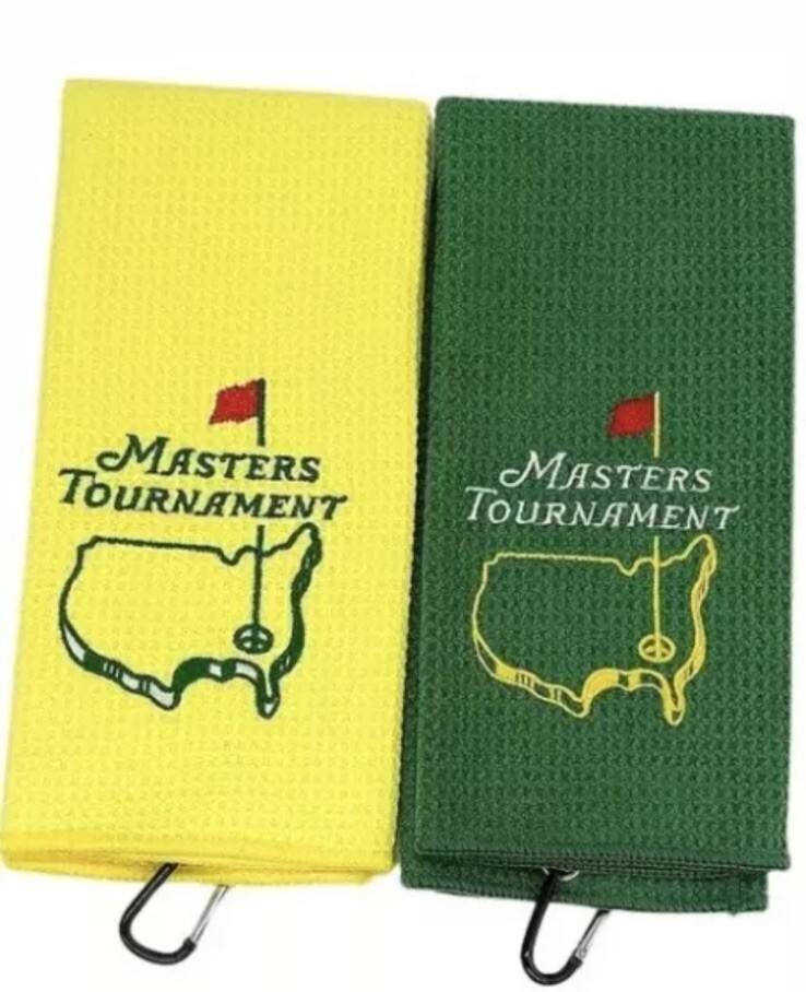 (2) ¡NUEVO JUEGO DE 2 TOALLAS DE GOLF Masters Tournament Augusta con clip para bolsa!