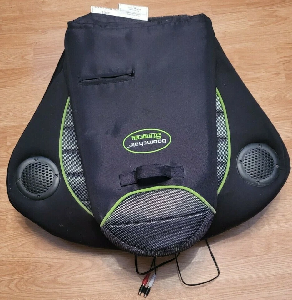 Lumisource Boomchair Stingray Gaming Chair - Black and Green Striped - VGC - Image 2 of 4