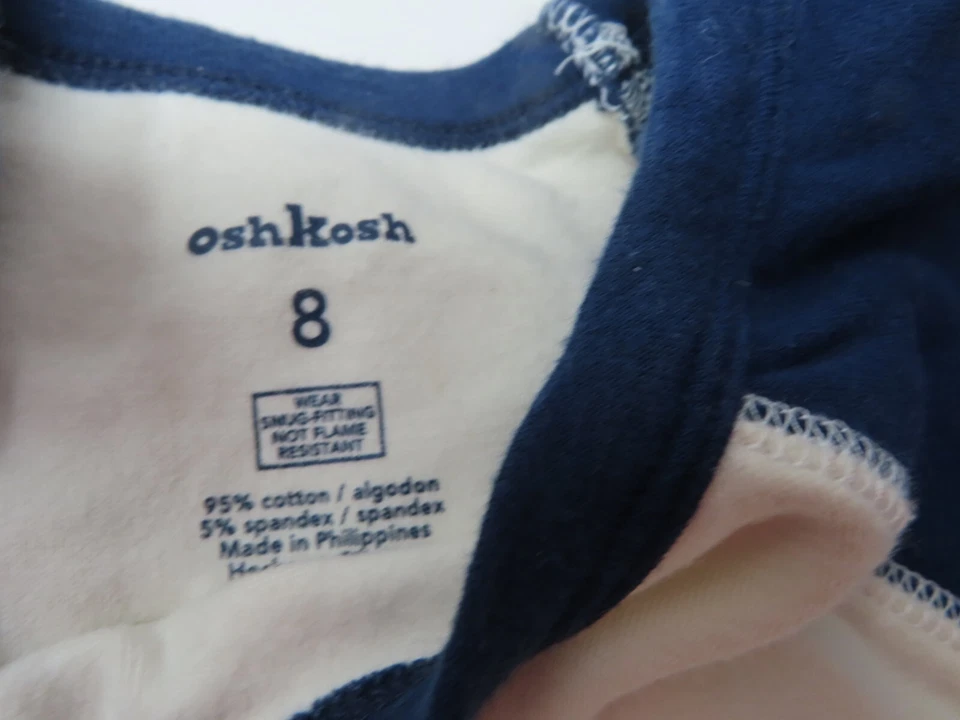 OshKosh Talla 8 55-62 lb Dos Piezas Dormir Parte Superior Inferior Pantalones Bichos Foto 4 de 4