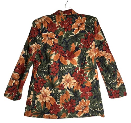 Vintage Rafaella Floral Linen Blend Blazer Woman’s Size 12 - Picture 8 of 10