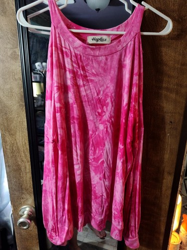 Adorable torso de hombro abierto de manga larga rosa con corbata Die para mujer - Imagen 4 de 5