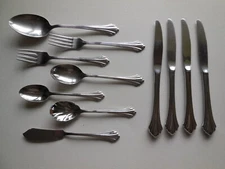 Bancroft Oneida dinner knives fork salad soup serving spoon sugar butter knife 