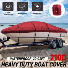 20'-22' Heavy Duty Trailerable Boat Cover Waterproof RainV-Hull Fishing Runabout