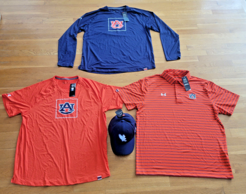 Auburn Tigers Under Armour Shirts Polo Cap Lot Mens XL New University UA w tags