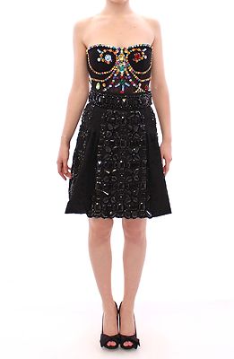 【VIP価格】DOLCE & GABBANA Black Crystal Runway Skirt DOLCE & GABBANA Skirt Black Crystal Handmade Above Knee s