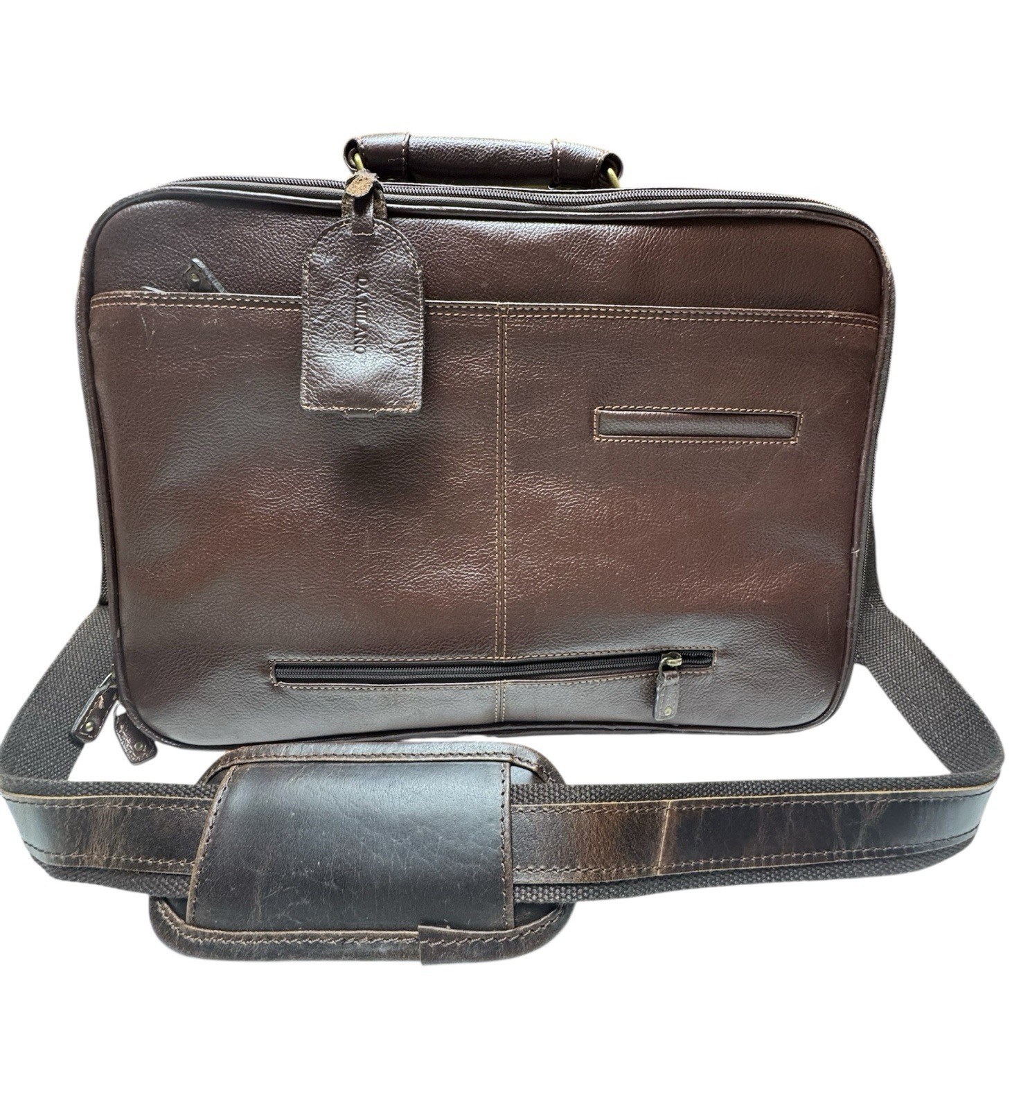 DA MILANO Brown Leather Laptop Briefcase Messenger Bag 17&rdquo;