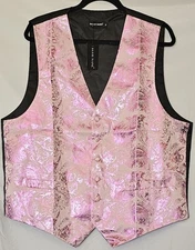 Mens Pink Paisley Vest Size XL By Barry Wang Includes Tie