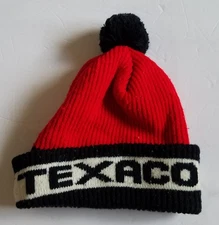 Texaco Beanie, Red. White, And Black  Vintage Great Condition.  Stocking Cap Gas