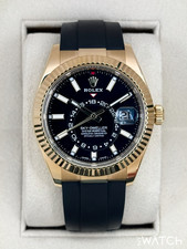 2022 Rolex Sky-Dweller 42mm 326238 Yellow Gold Oysterflex Black Dial