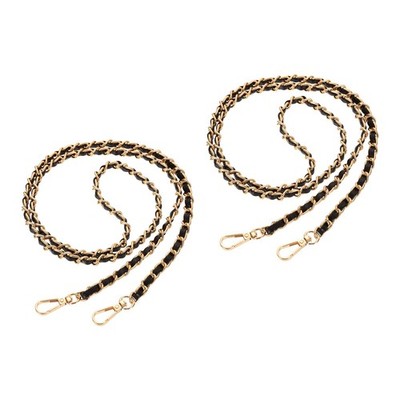 2Pcs 47\'' Chain for Bag with Buckles for Handbags (Black, Gold)