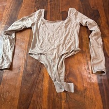 Lululemon Align Long Sleeve Bodysuit Tan Beige Square Neck Nulu Womens Size S