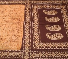 Sushila Vintage Indian Saree 100 Pure Silk Batik Printed Soft Craft Fabric