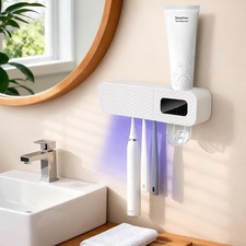 Smart Wall-Mounted Toothbrush Holder for Bathroom WhiteToothbrush Storage