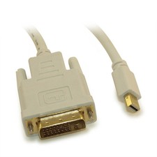 3ft Mini DisplayPort Cable to DVI 30AWG Gold Plated White