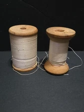 John C. Meyer Thread Co. Lot/2 Wooden Thread Spool 3" Tall Lowell MA USA Vintage