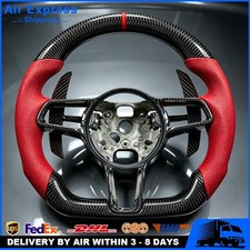 Carbon Fibre Red Steering Wheel For Porsche Panamera Macan Cayenne Taycan Cayman