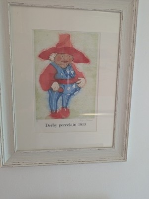 Helen J Herbert AP ''Derby Porzellan 1810'' gerahmter Artist's Proof Druck Naive Kunst