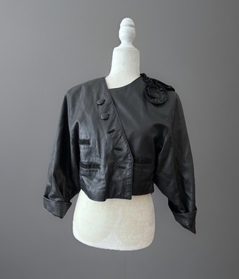 VTG Avant Garde Real Leather Vera Pelle Cropped Jacket Small Made In Italy