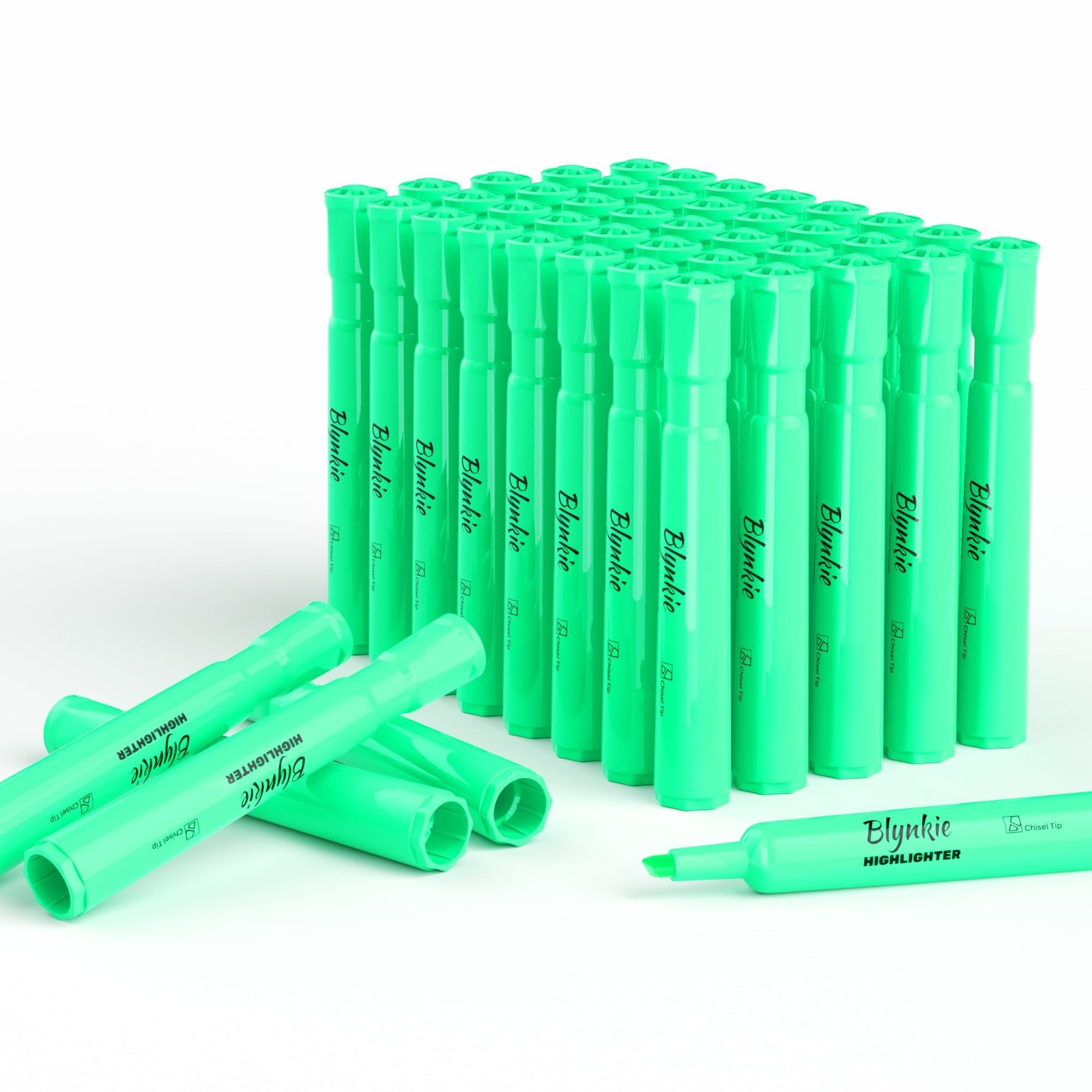 S Bulk 40 Pack Of Green Tank Style Chisel Tip Highlighters S