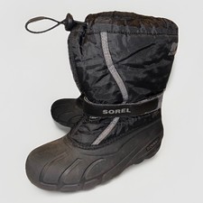 Sorel Youth Flurry Black City Grey Snow Boots NY1965-016 Size 5 Kids Waterproof