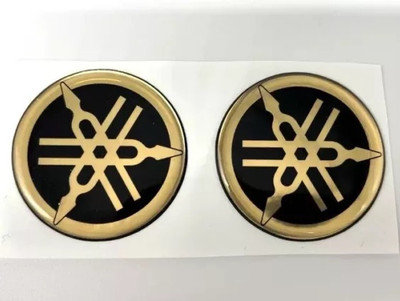 2x YAMAHA GOLD Motorrad 3D Gewölbt Emblem Sticker Aufkleber Styling Styling