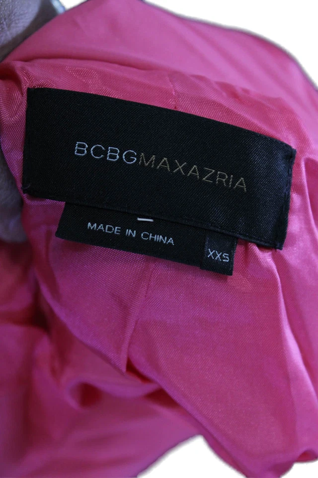 BCBGMAXAZRIA Womens Front Zip Long Sleeve Mock Neck Quilted Jacket Pink Size 2XS - Image 4 of 4