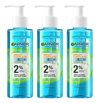 Garnier Bright Complete Anti Acne Gel Wash 120mlx 3 pack
