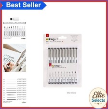 Fine Line Drawing Pens Set 10 Assorted Sizes Archival Black Ink Art Sketching