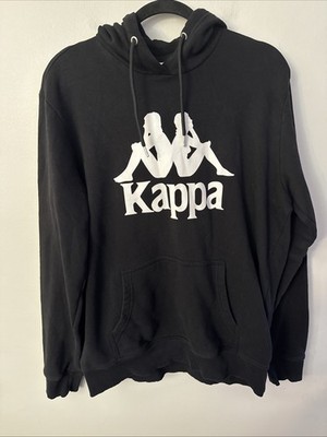 Kappa Men s Black Hoodie Sweatshirt Size Large White Large Logo On Front