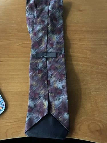 J. Ferrar Necktie, purples and silvers, 100 % silk, made in Italy.