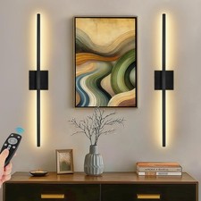 Battery Operated Wall Sconces Set of Two, Battery Wall Sconce with Remote Con...