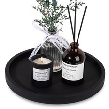 Silicone Bathroom Tray Coffee Table Decor Perfume Organizer, 9" Black
