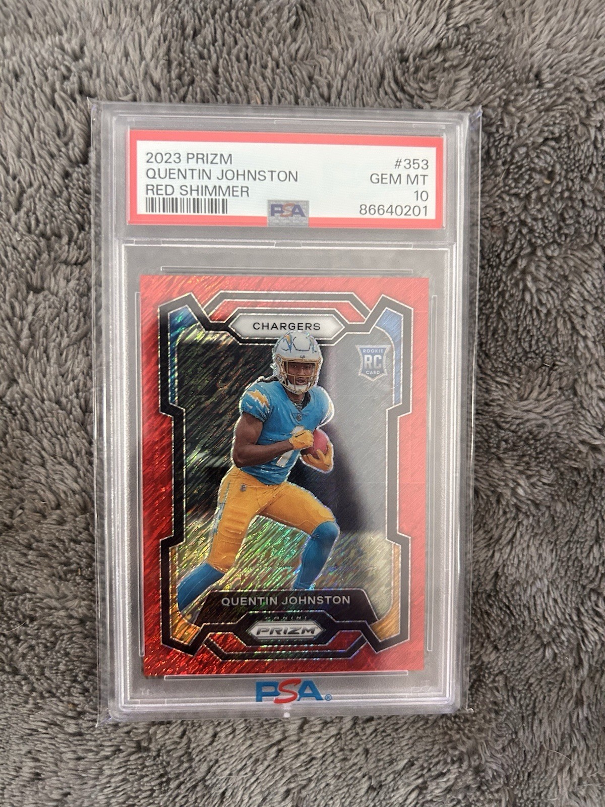 2023 Panini Prizm Quentin Johnston Red Shimmer Rookie #353 PSA 10 /35