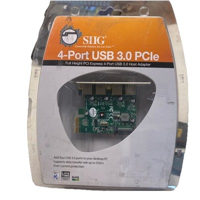 NEW SIIG 4-Port USB 3.0 PCle - NIB Factory Sealed Desktop PC Windows Digital 