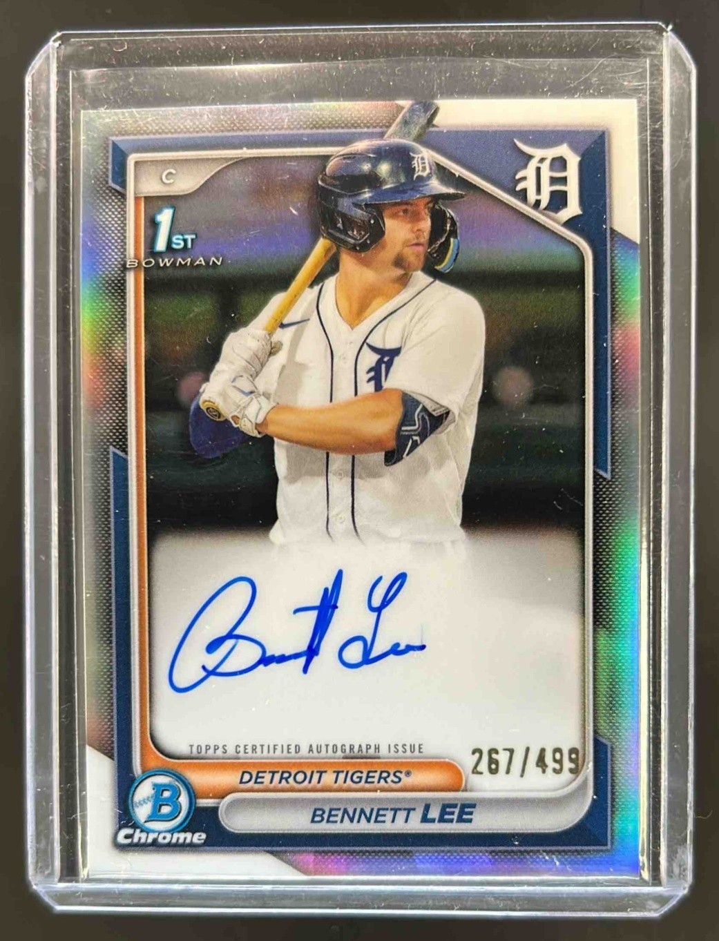 2024 Bowman Chrome Bennett Lee Auto Refractor 1st #267/499 Tigers