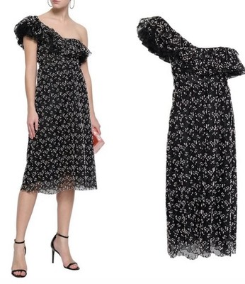 One-Shoulder Midikleid bestickt Baumwollmischung Tüll GIAMBATTISTA VALLI Gr. 40