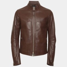 Tom Ford Brown Leather Zip Jacket S