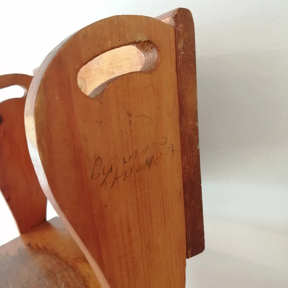 Vintage 1950s Childs Folding Step Stool Bedroom Kitchen Bathroom Solid Pine - Image 3 of 4