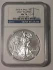 2012 W Burnished Silver American Eagle NGC GRADED MS70 Early Release Label.