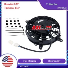 7"  90W Push Pull Electric Radiator Cooling Slim Fan 12V Mount Kit Universal;