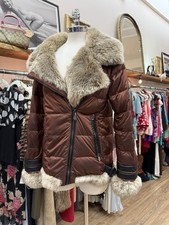 Alp N Rock Amelia Aviation Goose Down Puffer brown sheen faux fur collar