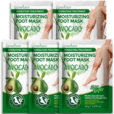 Hydrating Foot Masks 5 Pack for Dry Cracked Skin, Soft Smooth Feet Care
