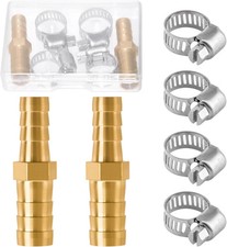 2 Pack Hose Barb Fittings Reducer, 5/16" to 3/8" Brass Hose Barb Reducer with 4