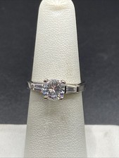 Designer Sterling Silver Clear Stone 1 Carat Engagement Ring - Size 6