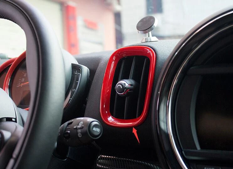 For Mini Cooper Countryman F60 17-2021 ABS Red Console Side Outlet Vent Covers - Image 4 of 4