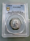 1955-D 25c Washington Quarter Dollar PCGS MS64 90% Silver