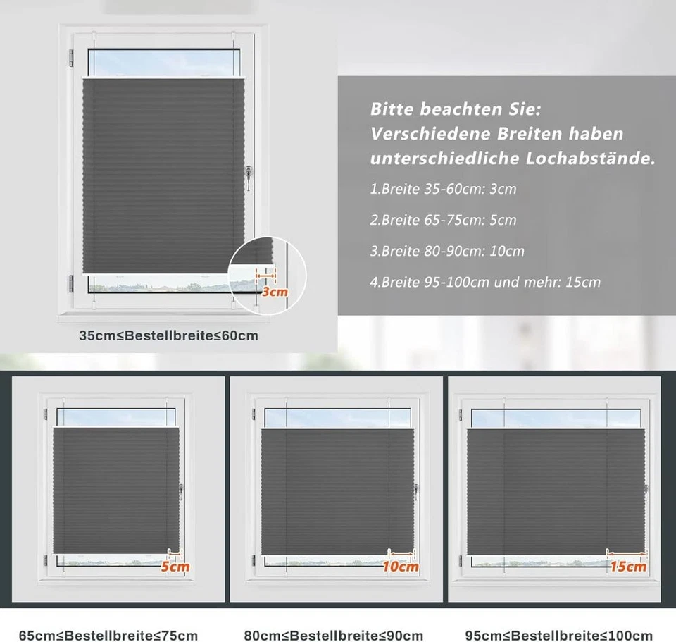 Plissee Rollo Verdunklung ohne Bohren Fenster Tür Klemmfix Faltrollo Faltstore - Bild 3 von 4
