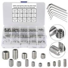 340pcs Metric Hex Socket Head Cup Point Set Screws Assortment Kit 304 Stainless