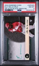 **POP 1** 2024 DIAMOND ICONS ELLY DE LA CRUZ (RC) AUTO BLACK-GREEN INK /10 PSA 8